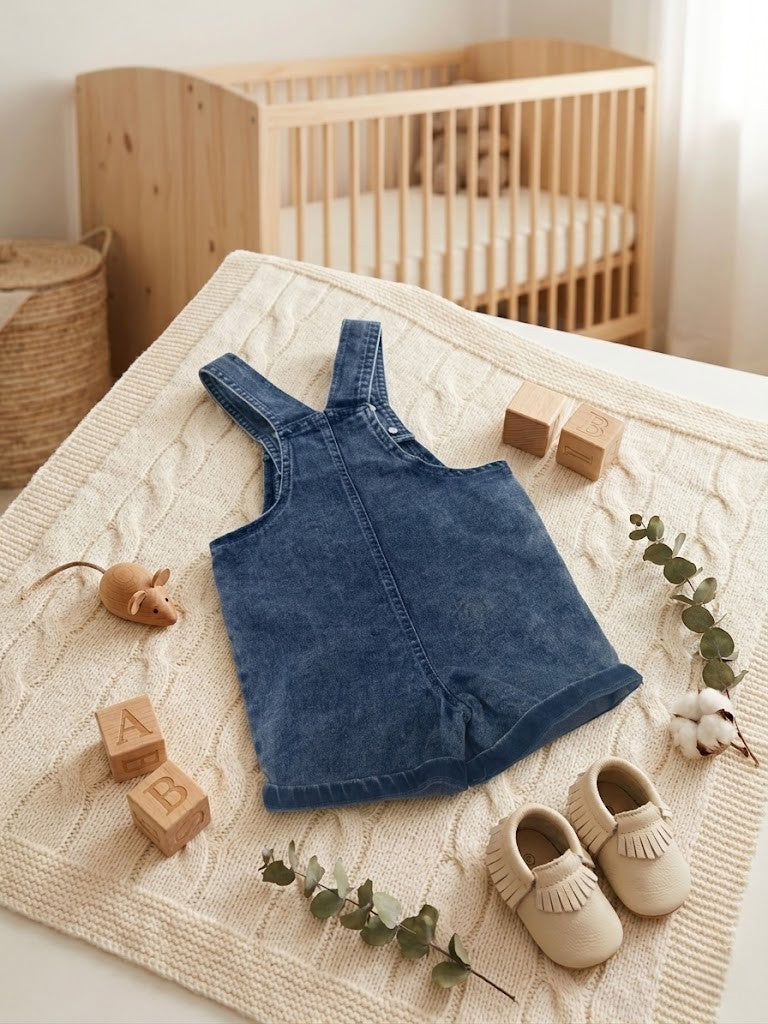 Adorable Denim Kitty Dungarees | 6–12 Months