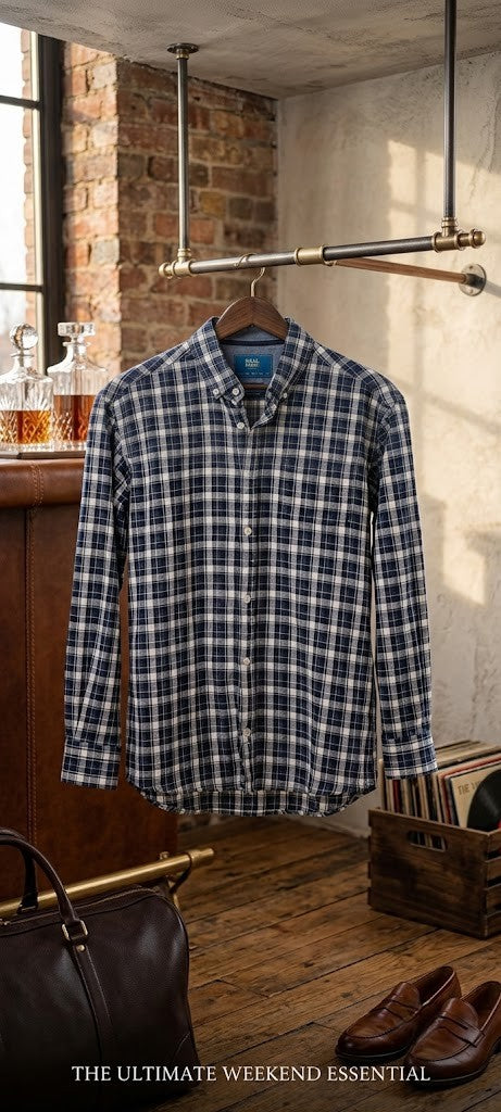 Pick n Pay 'Real Man' 100% Cotton Plaid Button-Down Shirt – Size M