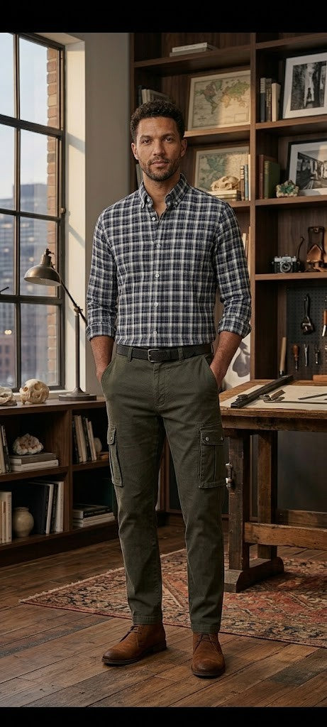 Pick n Pay 'Real Man' 100% Cotton Plaid Button-Down Shirt – Size M