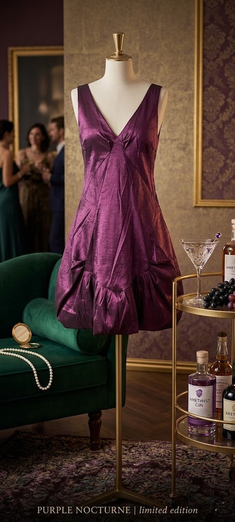 Metallic Purple Cocktails & Evening Mini Dress - Size 32