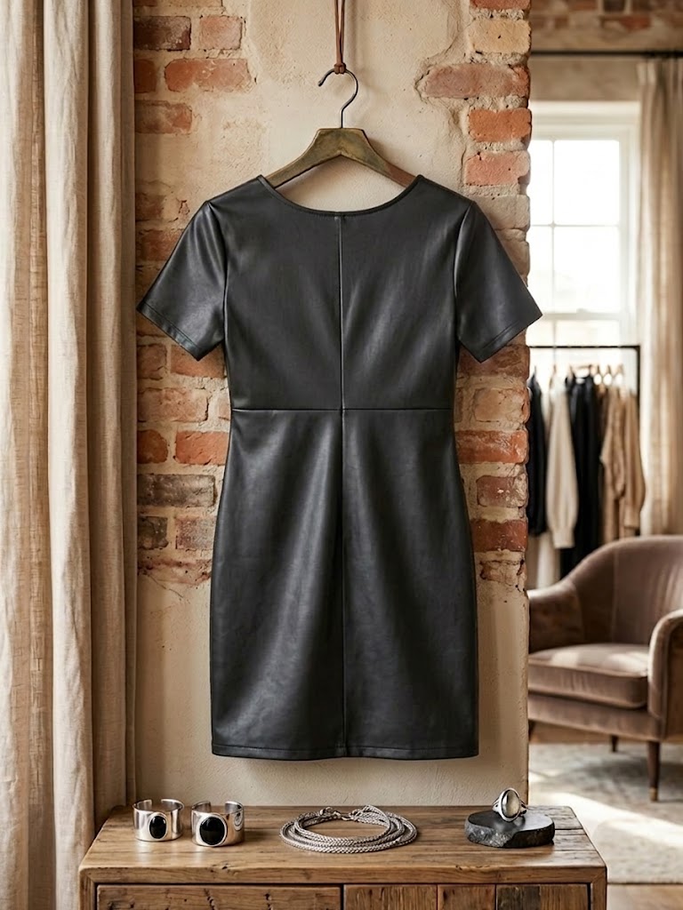 RT by Mr. Price Black Faux Leather Mini Dress - Size Medium