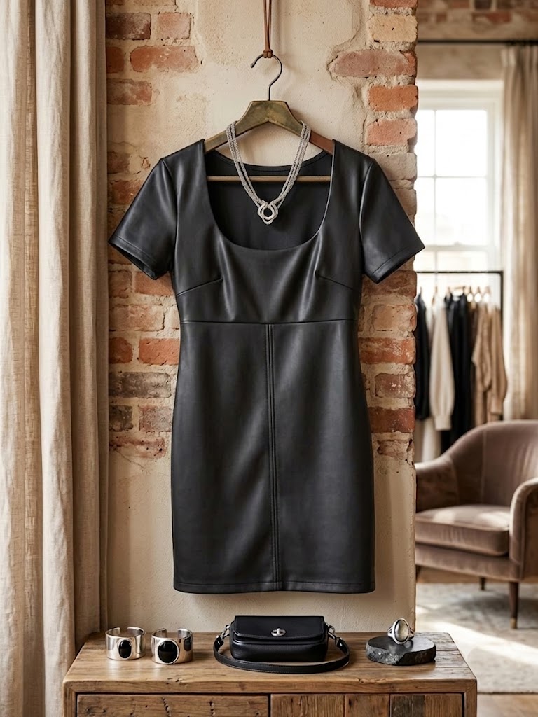 RT by Mr. Price Black Faux Leather Mini Dress - Size Medium