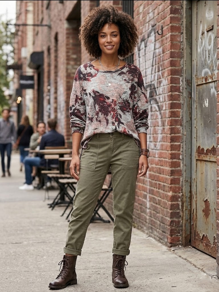 Donna Claire Floral Print Long-Sleeve Blouse – Size 2XL