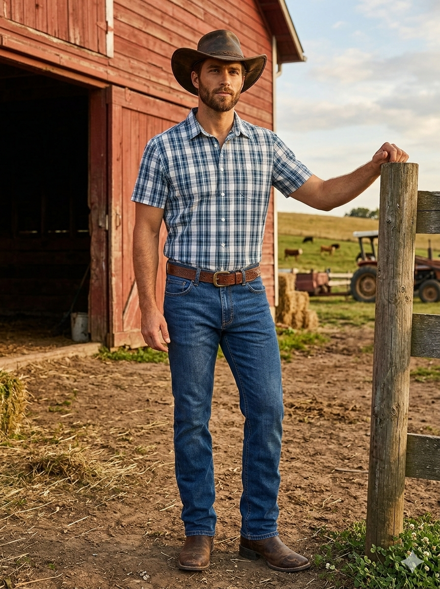 Men’s Short-Sleeve Classic Check Button-Down Shirt