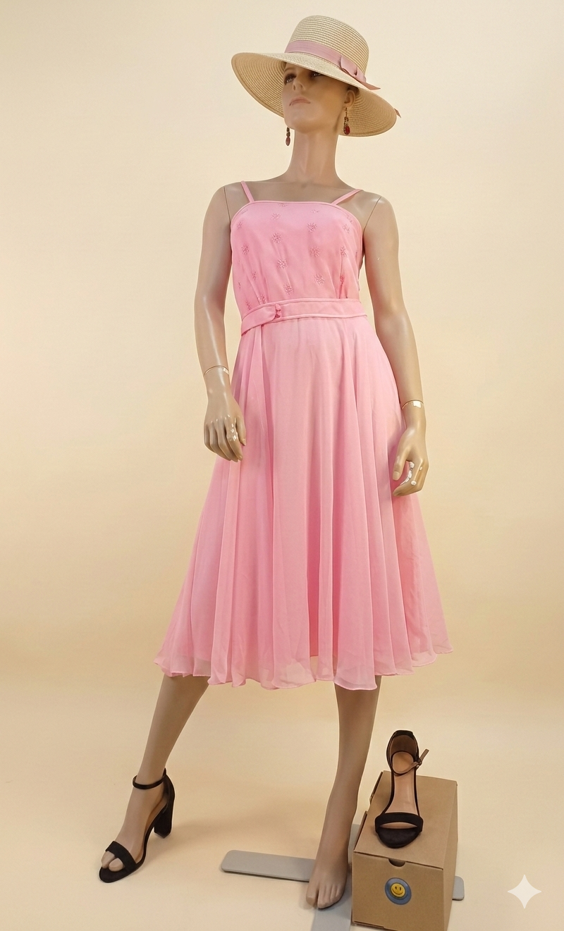 Soft Pink A-Line Cocktail Dress and Lace Shrug Two-Piece Set