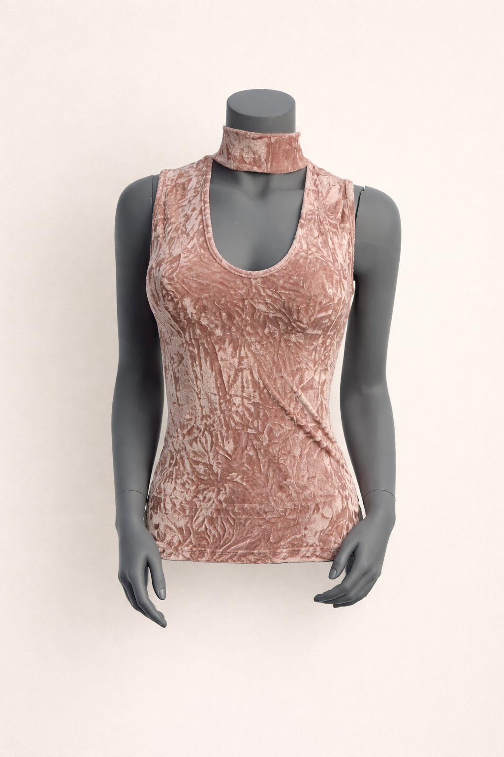 Women’s Pink Velvet-Touch Halter Top