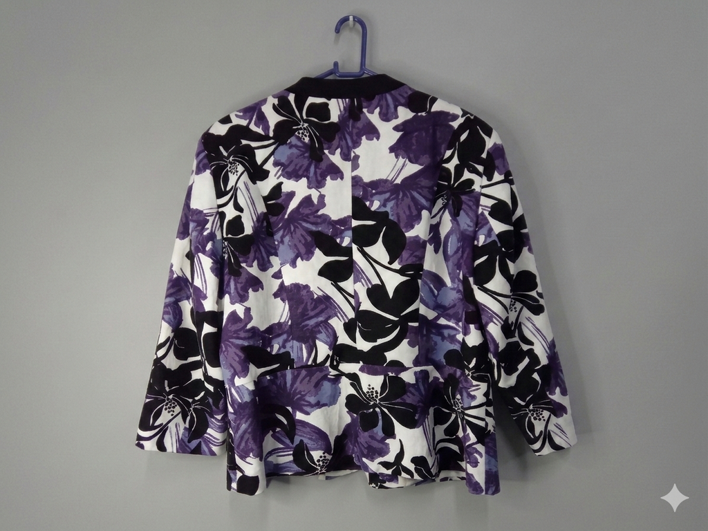 Truworths Floral Open-Front Blazer Jacket in Purple & Black