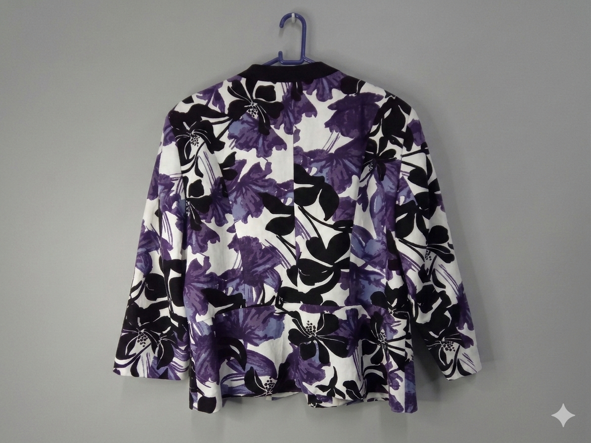 Truworths Floral Open-Front Blazer Jacket in Purple & Black