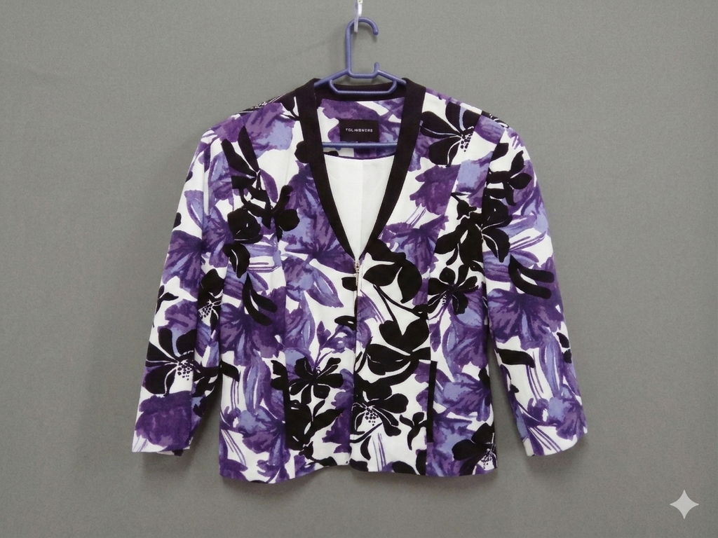 Truworths Floral Open-Front Blazer Jacket in Purple & Black
