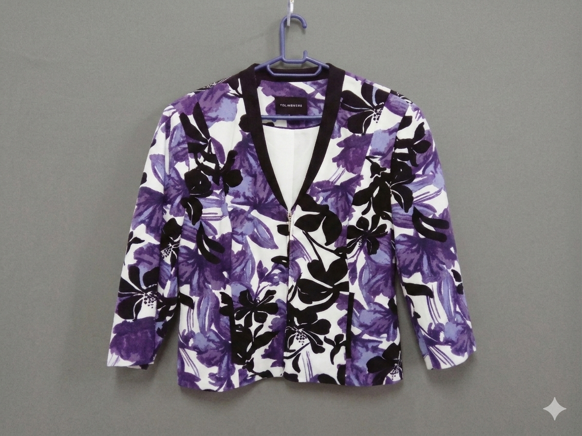 Truworths Floral Open-Front Blazer Jacket in Purple & Black