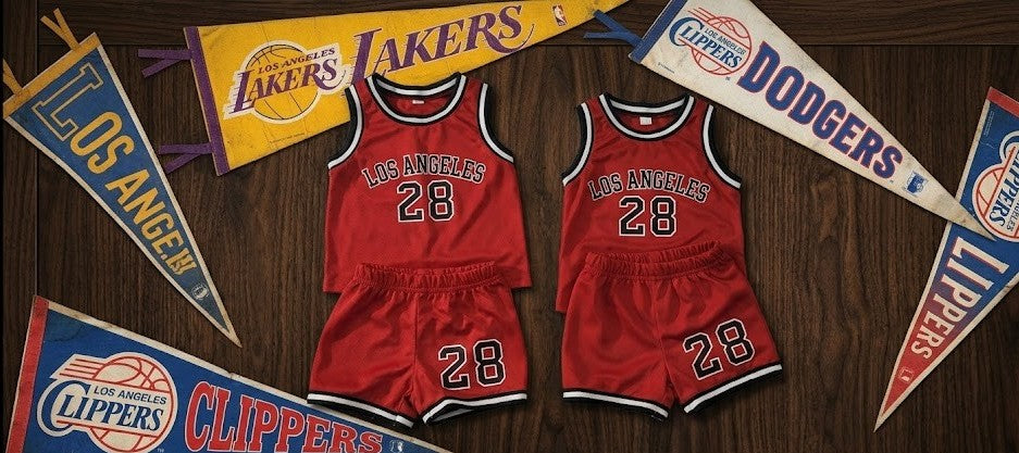Twin Boys’ Matching "Los Angeles 28" Basketball Jersey & Shorts Set