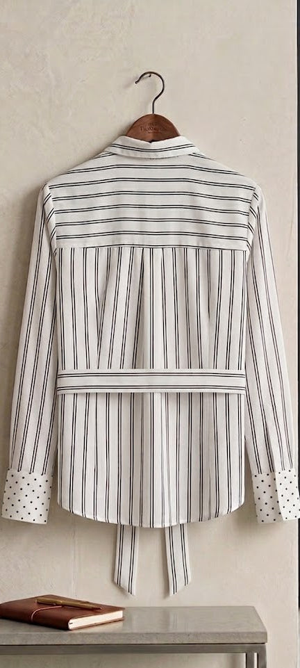 Cherokee Women's Black & White Striped Button-Up Blouse
