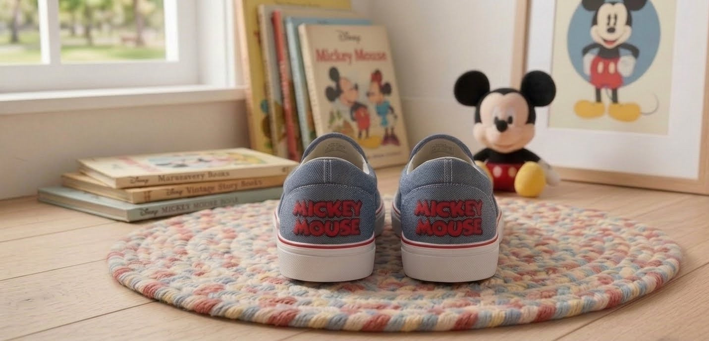 Toddler Mickey Mouse Denim Slip-On Shoes - Size 5 (12-24 Months)