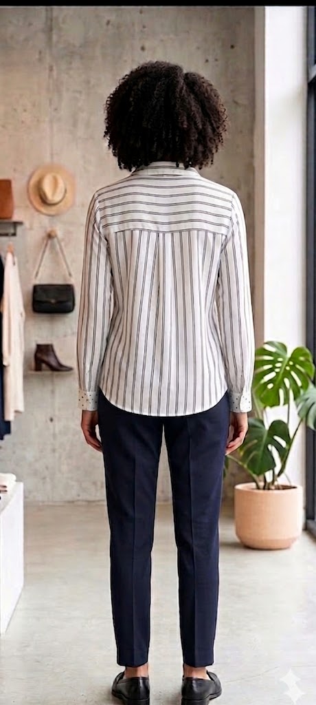 Cherokee Women's Black & White Striped Button-Up Blouse